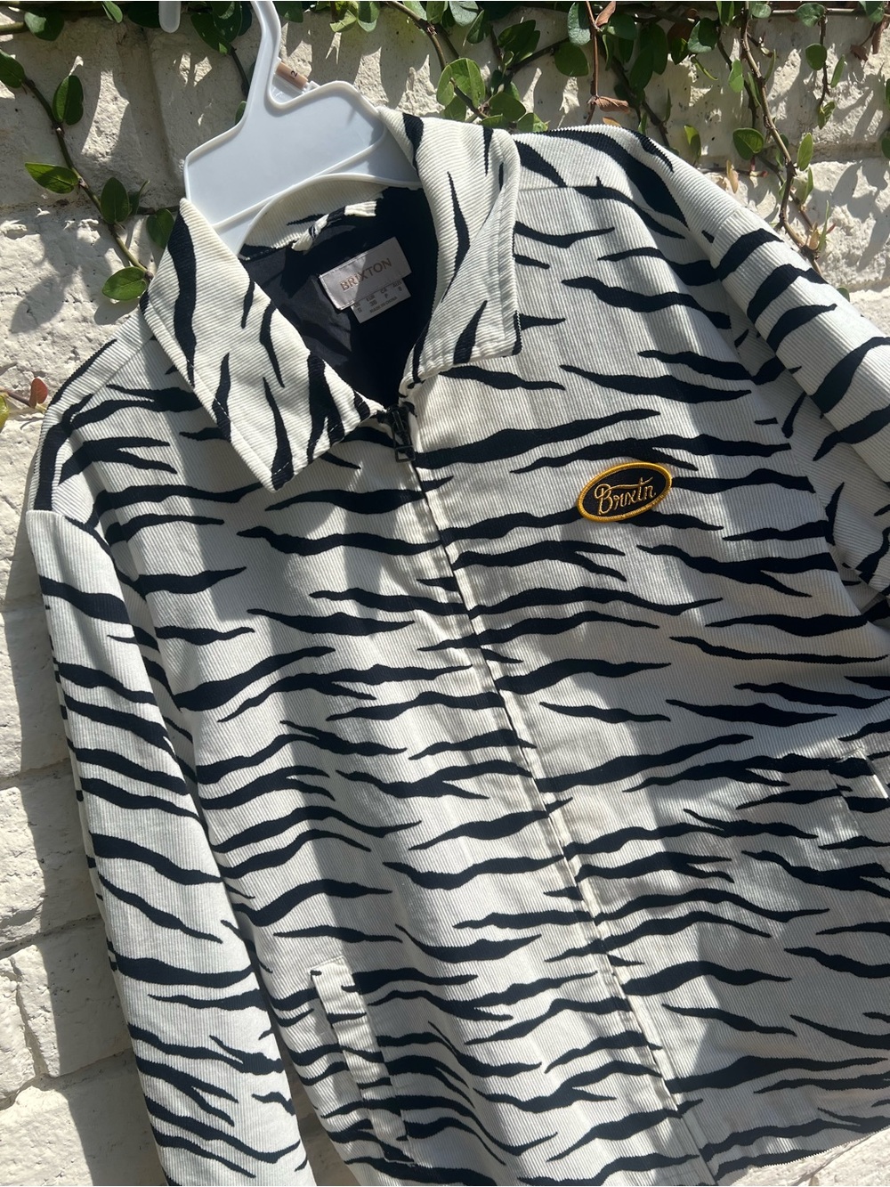 Brixton White Jacket with Black Zebra Stripe Print